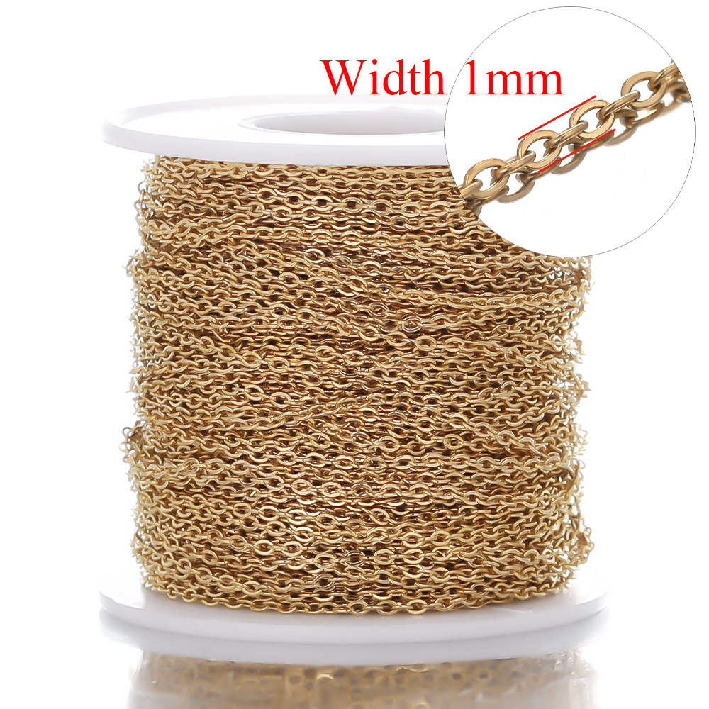 18K Gold Plated Stainless Steel Chain For Jewelry Making Supplies Stainless Steel Cord Body Chain Spool Roll By Meter