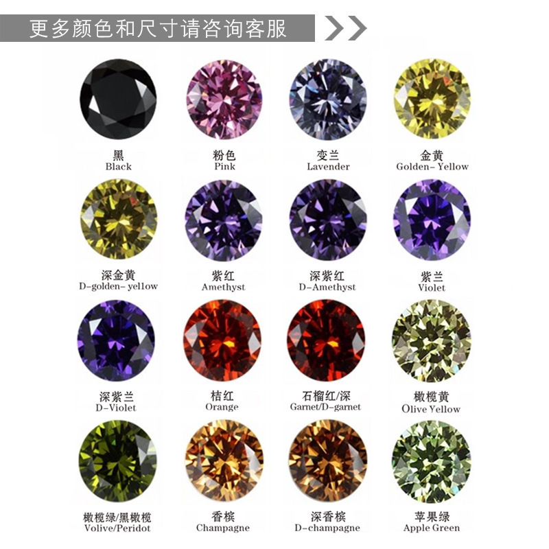 Wholesale Colored Round Zircon Loose Stone VVS 3A Artificial Zircon Lab Created Diamonds Colored Stones Cubic Zirconia Stones