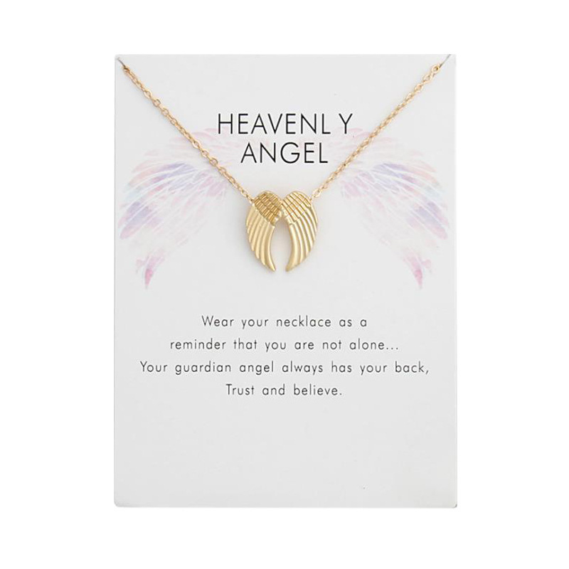 Wholesale Alloy Heavenly Angel Guardian Angel Necklace Gold and Silver Plated Angel Wing Pendant Necklace