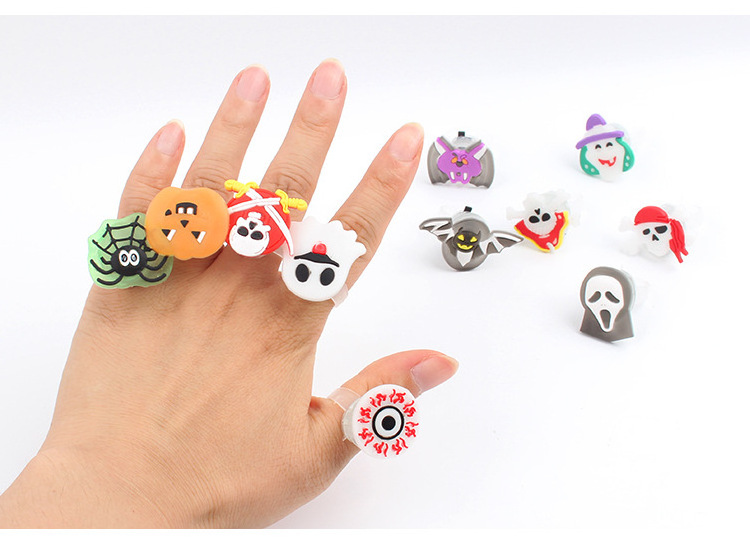 Halloween Ring Christmas Eve Luminous Finger Lights Led Flashing Pumpkin Luminous Bracelet Children's Toys