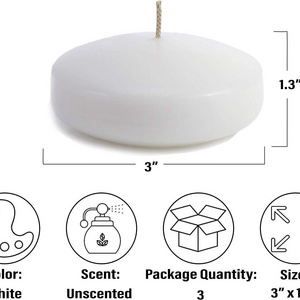 Unscented Waterproof Floating Candles Home Decor Paraffin Wax for Wedding Party Factory Wholesale 3 Inch Holiday Candle Pillar