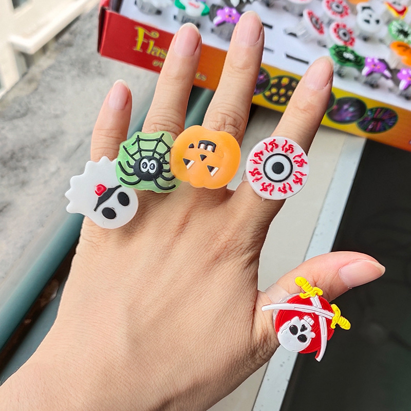 Halloween Ring Christmas Eve Luminous Finger Lights Led Flashing Pumpkin Luminous Bracelet Children's Toys