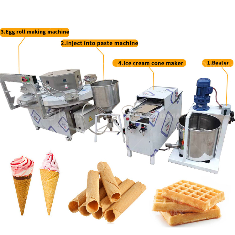 Industrial Stroopwafel Ice Cream Wafer Egg Roll Waffle Maker Ice Cream Cone Make Machine For Trade