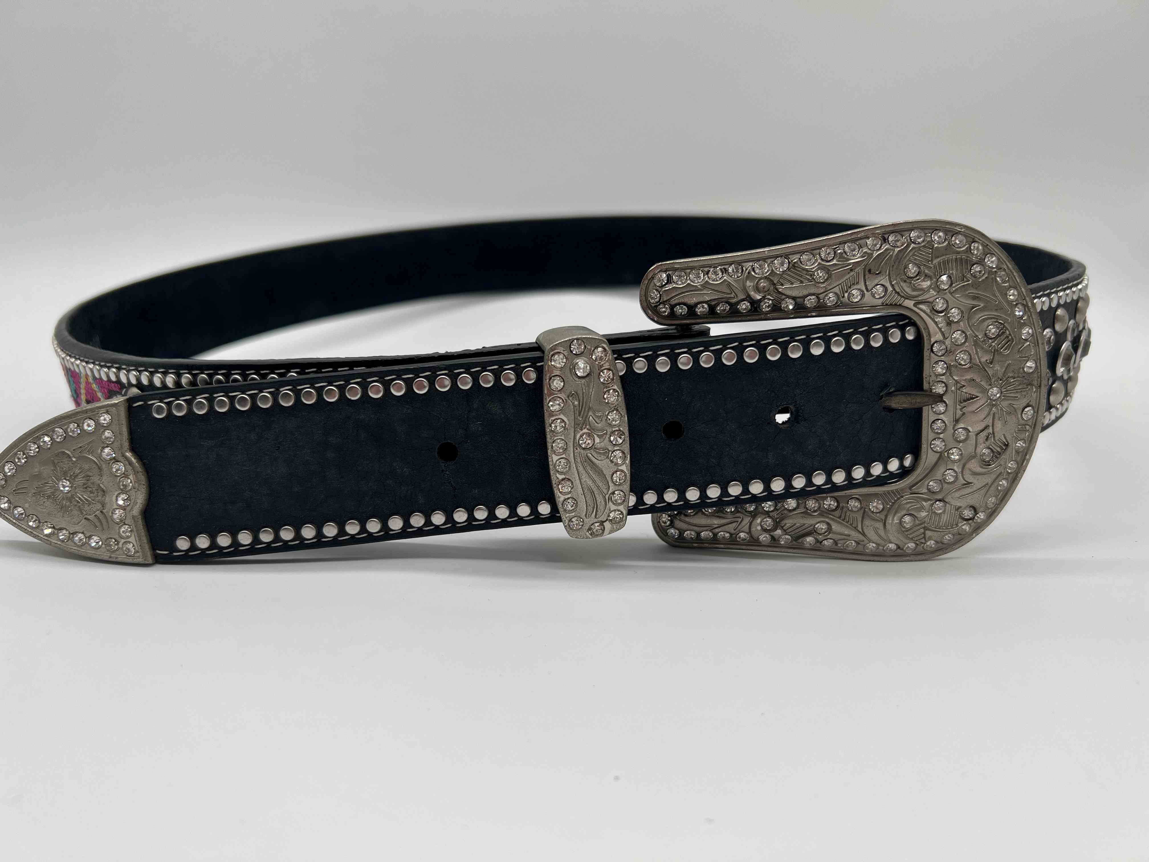 Kulanyane Western Style Rhinestone Belt Buckle Genuine Leather Mens Rhinestone Belts