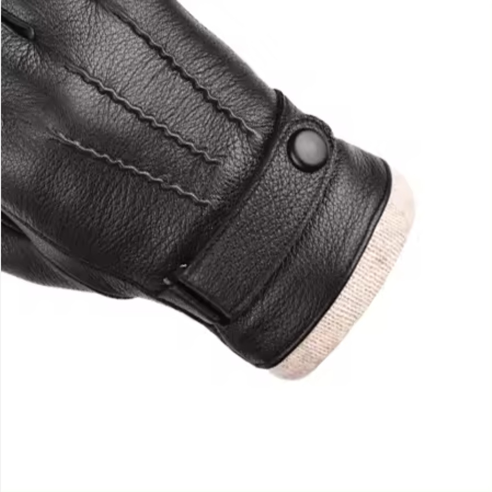 Kulanyane ski shooting gloves leather palm men's winter warm touchscreen deer skin leather gloves fashion leather driving gloves