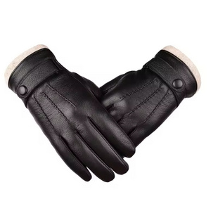 Kulanyane ski shooting gloves leather palm men's winter warm touchscreen deer skin leather gloves fashion leather driving gloves