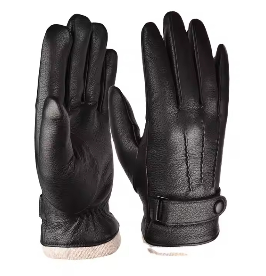 Kulanyane ski shooting gloves leather palm men's winter warm touchscreen deer skin leather gloves fashion leather driving gloves