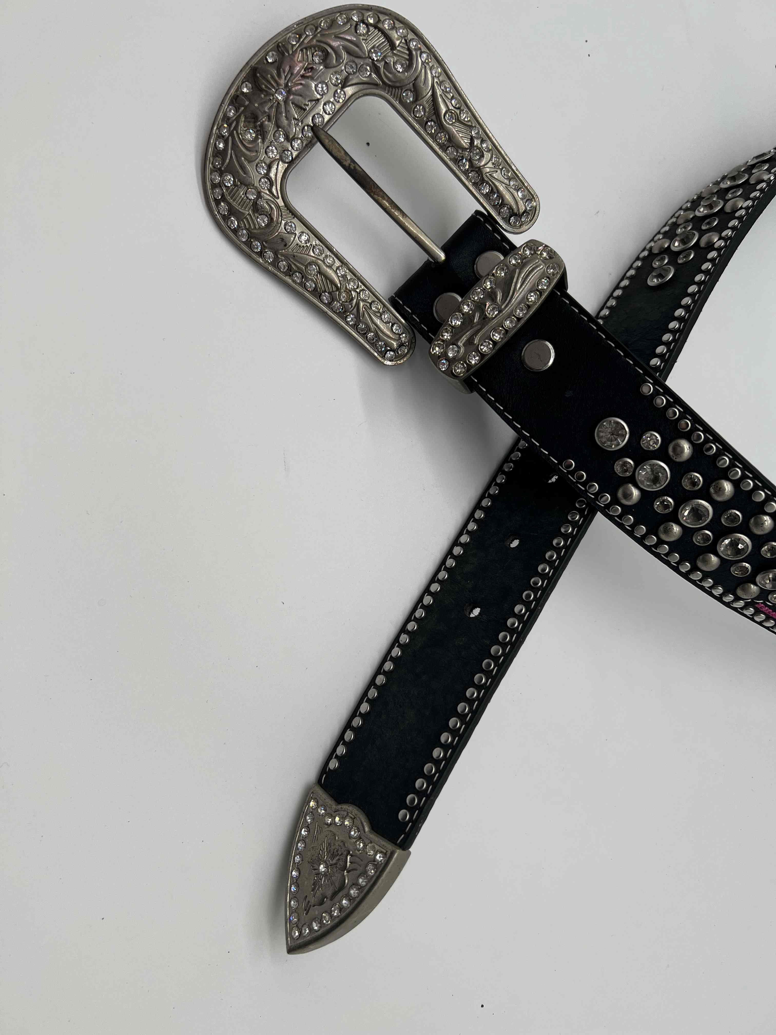 Kulanyane Western Style Rhinestone Belt Buckle Genuine Leather Mens Rhinestone Belts