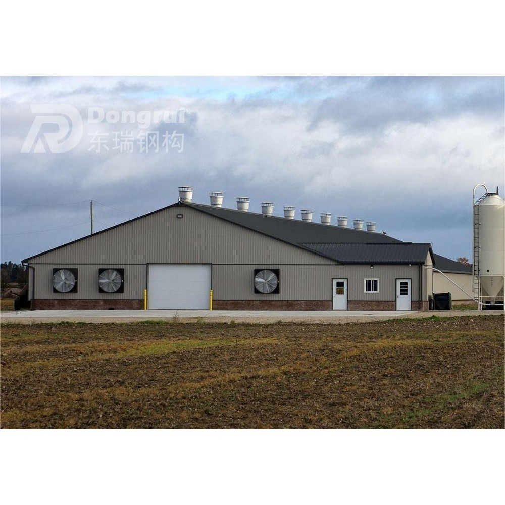 easy assembled prefab light weight steel structures curved roof poultry house