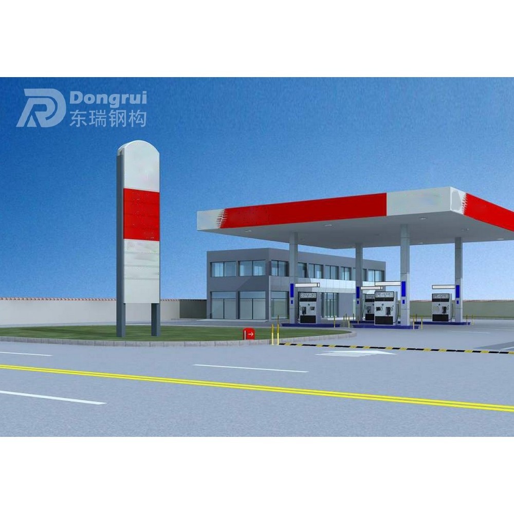 steel self service gas station prefab petrol station canopy structure design for cars