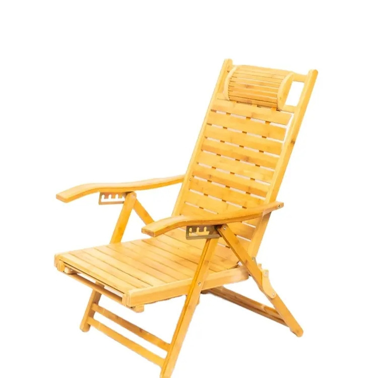 2023 Hot Sale Bamboo  Folding Single Bed Patio Lounge Reclining Chair