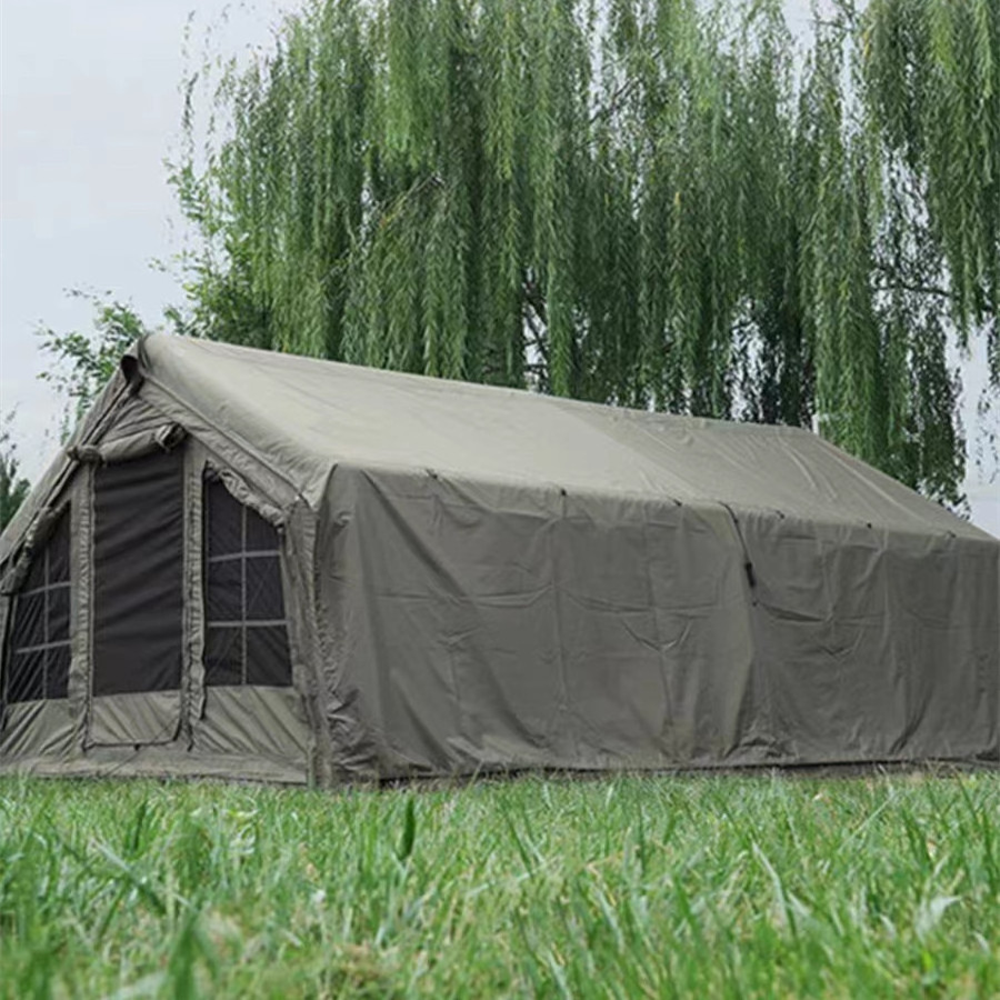 Army Green Large Inflatable Camping 2 Bedrooms Night Family Tent For Sale