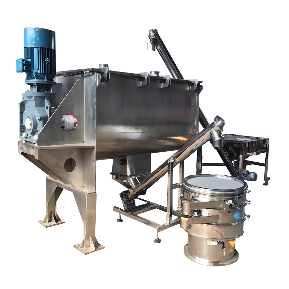 DZJX 200 500 L Mushroom Substrate Soil Substitute Double Jacket Ribbon Blender Mixing Machine Powder Ribbon Mixer With Conveyor