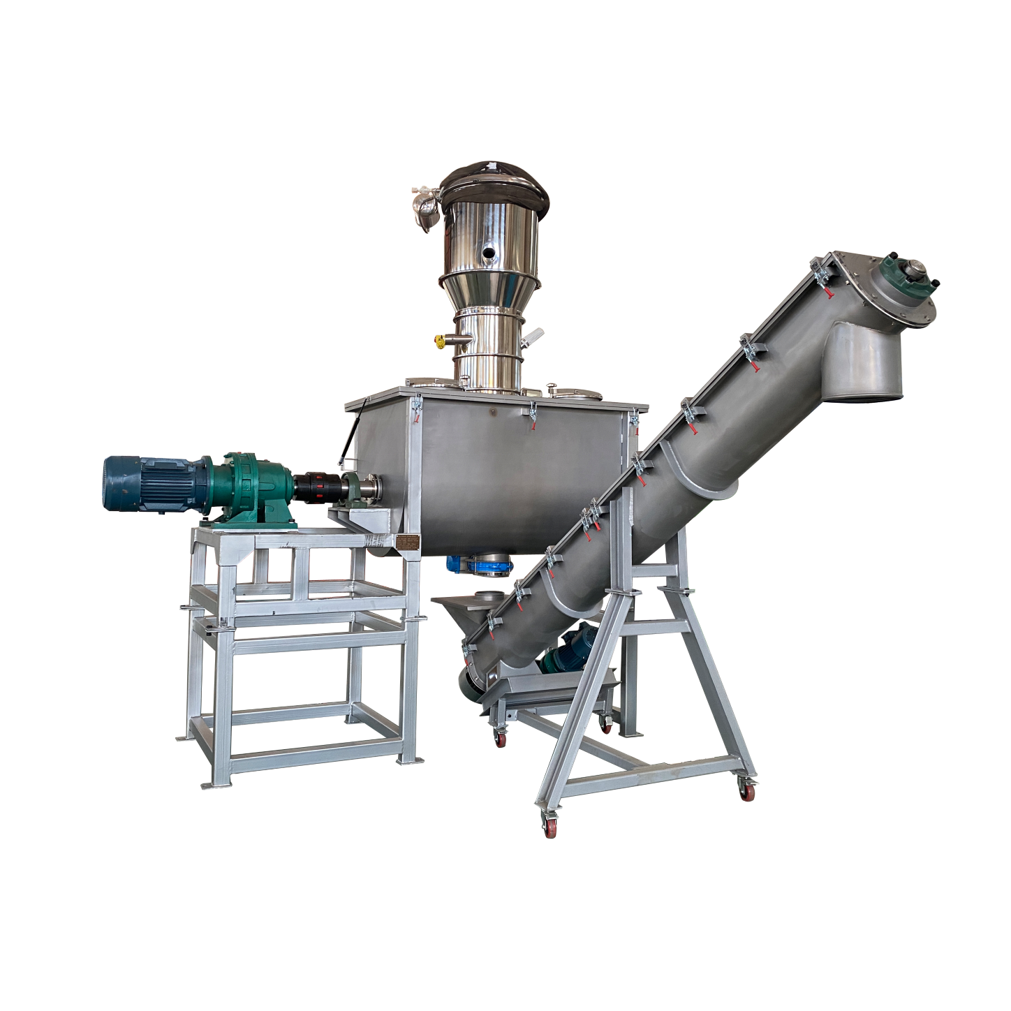 DZJX 200 500 L Mushroom Substrate Soil Substitute Double Jacket Ribbon Blender Mixing Machine Powder Ribbon Mixer With Conveyor