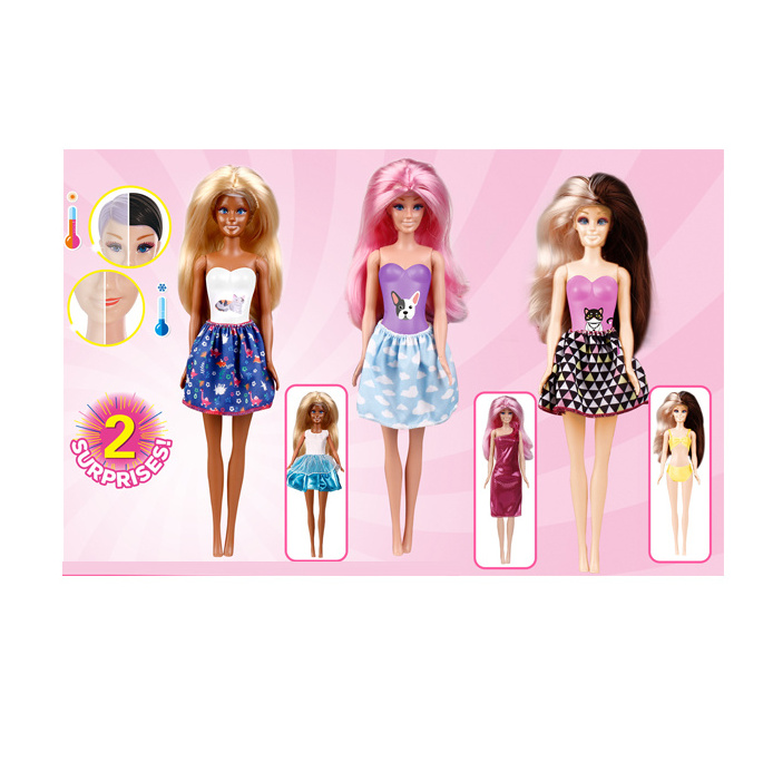 DIY 11.5 inch Hairstyle Solid Body 6 Articulation Barby Surprise Box Beauty Doll Change Color Toys Set