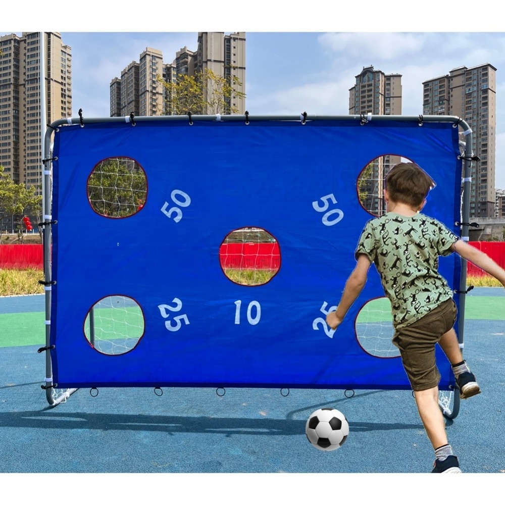 Portable Kids Practice Football Goal Steel Frame Soccer Goal Net With Target