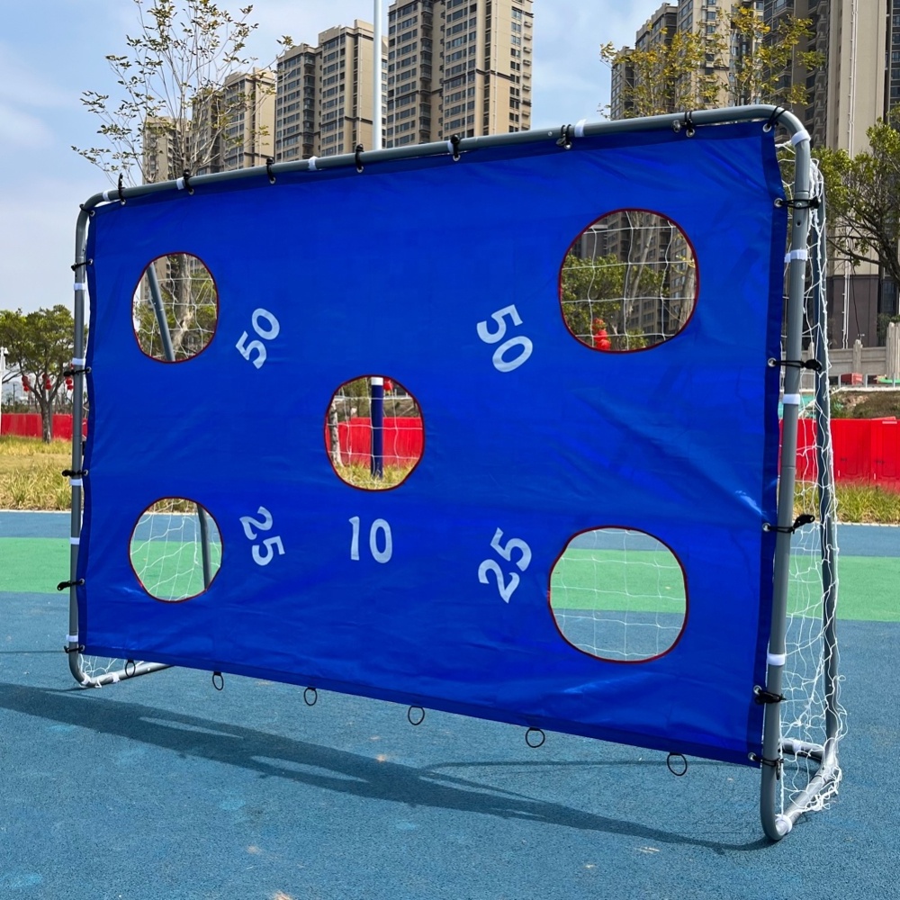 Portable Kids Practice Football Goal Steel Frame Soccer Goal Net With Target