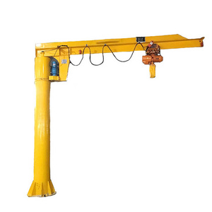 Warehouse Customizable Floor Standing Swing Arm Hoisting Column Jib Crane With Electric Hoist