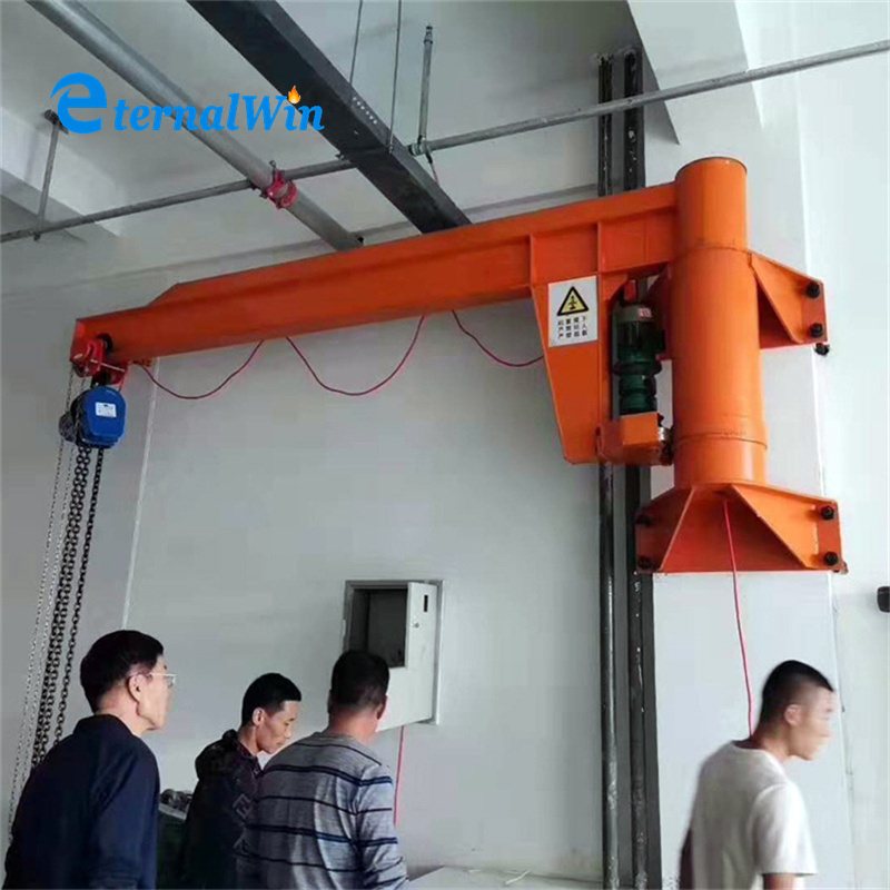 Warehouse Customizable Floor Standing Swing Arm Hoisting Column Jib Crane With Electric Hoist