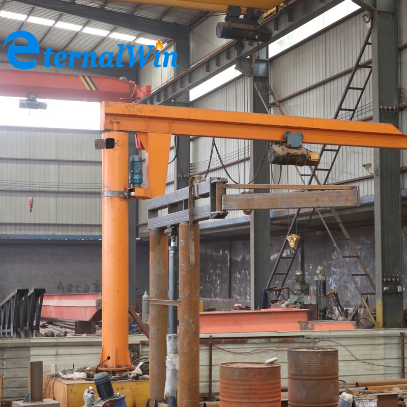 Warehouse Customizable Floor Standing Swing Arm Hoisting Column Jib Crane With Electric Hoist