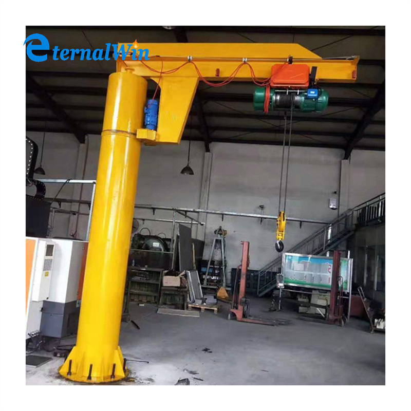 Warehouse Customizable Floor Standing Swing Arm Hoisting Column Jib Crane With Electric Hoist