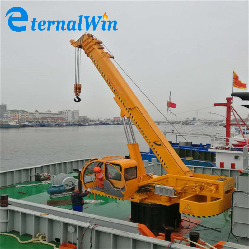 High Quality 10 Ton Telescopic Pontoon Crane Floating Crane Deck Crane On Barge