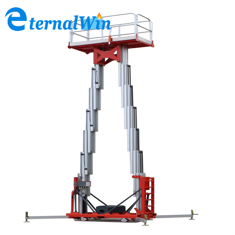 Portable Aerial Work Platform Lift Single Double Mast  Hydraulic Aerial Work Platform