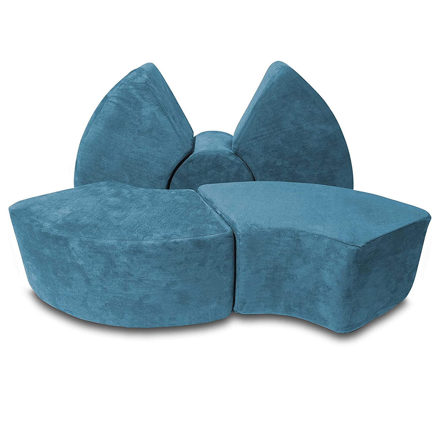 5 Piece Soft Furniture Play set Modular Microsuede Foam Play Circle Bench and Table for Creative Kids