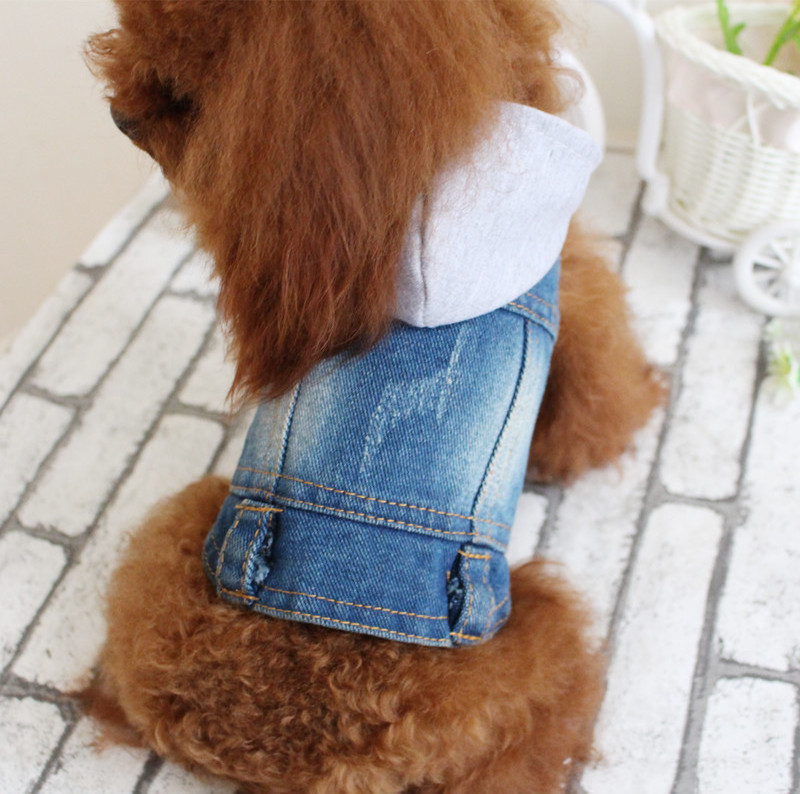 Wholesale XS-2XL Fashion Pet Clothes Denim Jacket Teddy Chihuahua Coat Jeans Outfit Puppy Hoodies Clothing