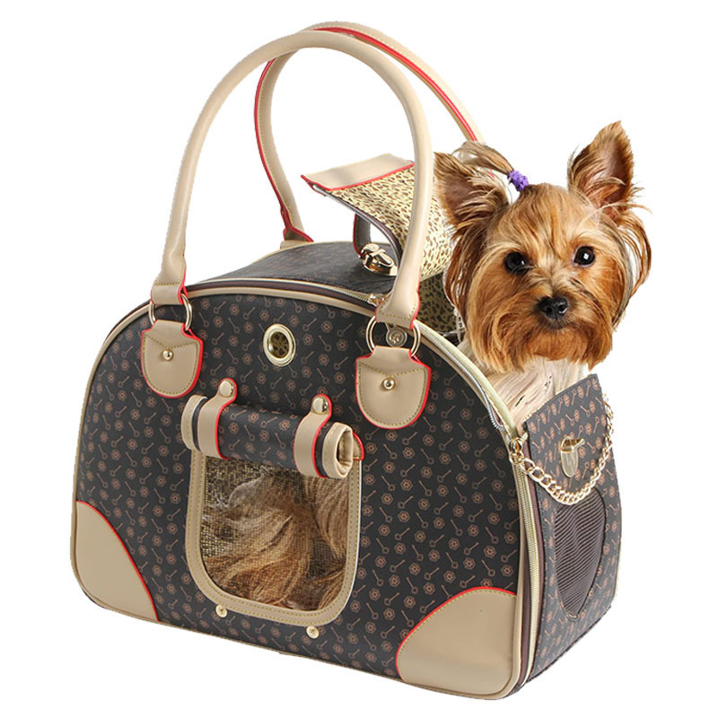 Traveling Pet Bag Waterproof Premium PU Leather Carrying Handbag Luxury Designer Breathable Leather Designer Pet Carrier