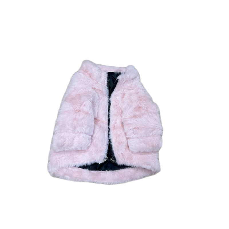 Windproof Custom Logo Luxury Faux Fur Warm Pet Winter Clothes S-2XL Small Medium Dog Puffer Jacket Zip On Puppy Coat