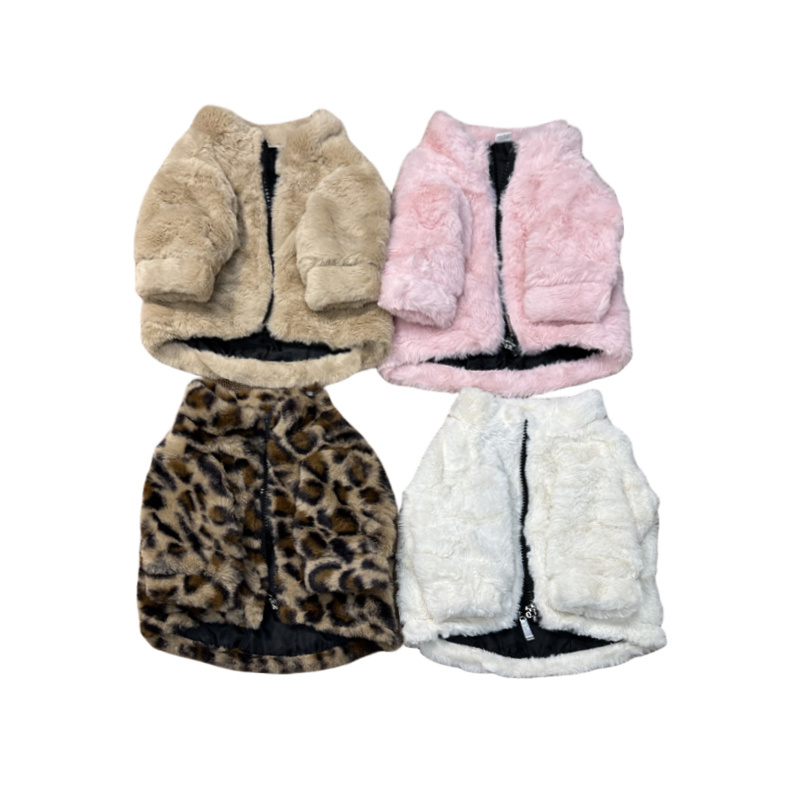 Windproof Custom Logo Luxury Faux Fur Warm Pet Winter Clothes S-2XL Small Medium Dog Puffer Jacket Zip On Puppy Coat