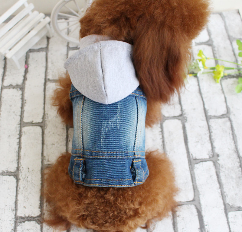 Wholesale XS-2XL Fashion Pet Clothes Denim Jacket Teddy Chihuahua Coat Jeans Outfit Puppy Hoodies Clothing