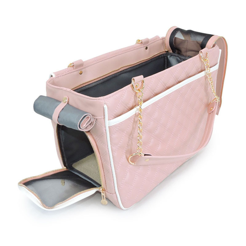 Soft-Sided Collapsible Pet Accessories Baby Pink Pu Leather Pet Dog Carrier Bag Dog Handbag Cat Tote Purse