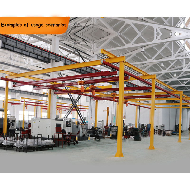 Factory direct supply 0.1t-3 ton indoor aluminum alloy light free standing flexible combination bridge crane Overhead Rail Crane