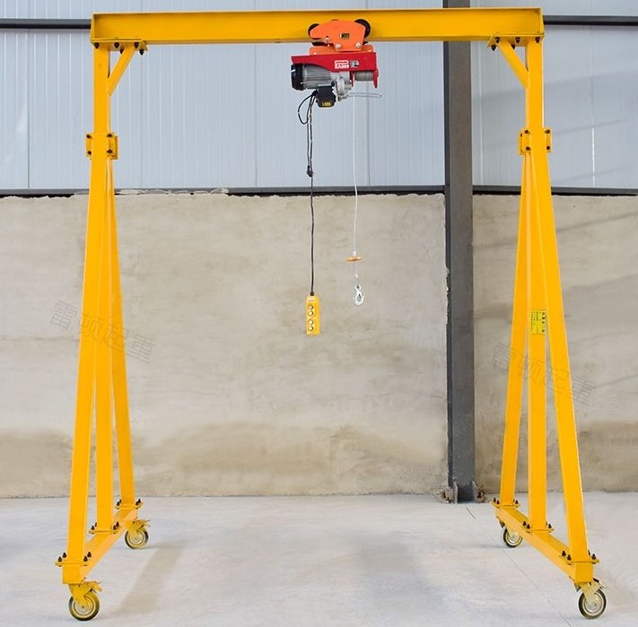 Hot sale 3 ton Adjustable height small portable mini electric wheel gantry crane with electric hoist Simple Manual Gantry Crane