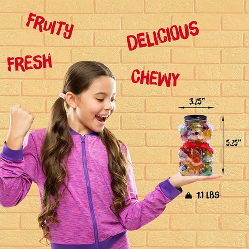 Customizable Private Label Fruit Taste Chew Gummy Candy Milk Sweet Flavor Sugar Based Packaged in Bottle Cartoon Shape