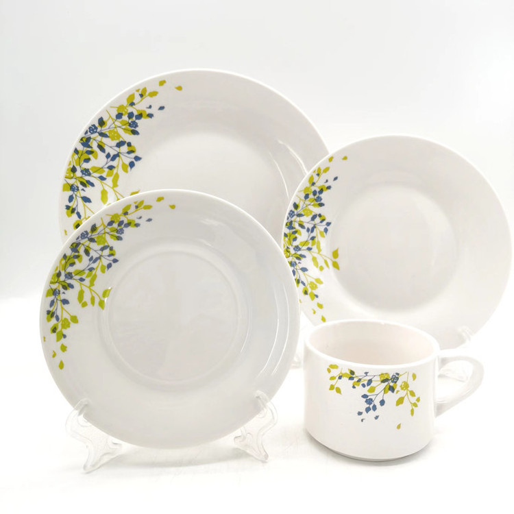 New fine china dinner set  wholesale porcelain 20pcs ceramic luxury decal white plate dinnerware