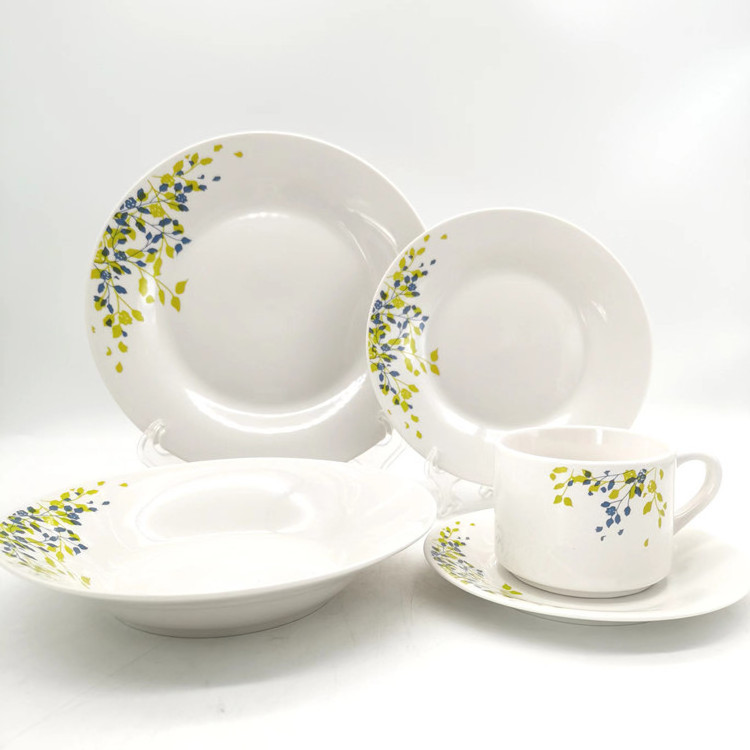 New fine china dinner set  wholesale porcelain 20pcs ceramic luxury decal white plate dinnerware