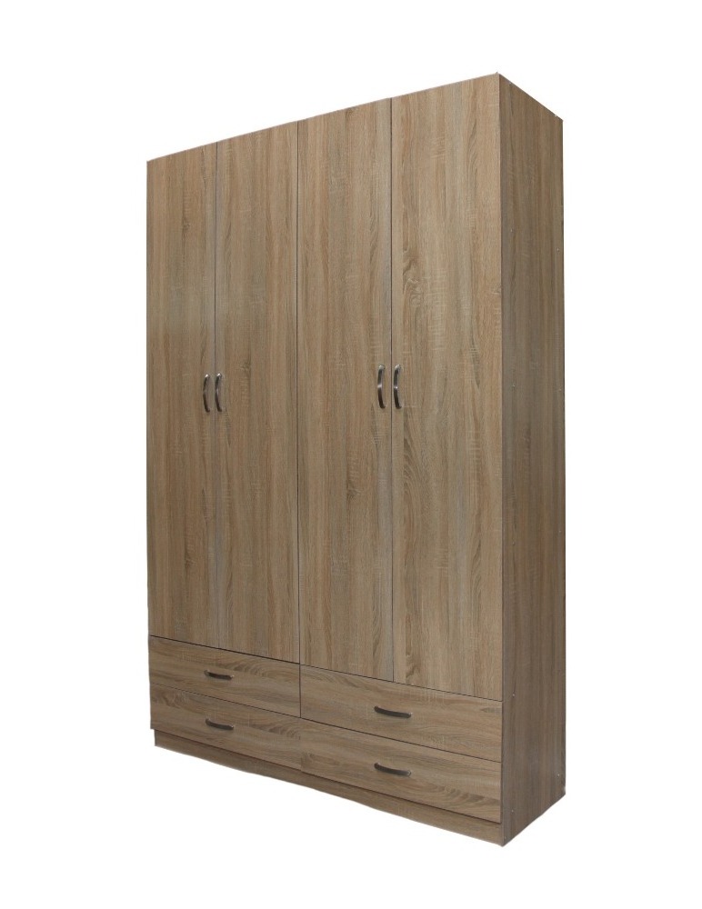 Modern Design 4 Sliding Door & Drawers Bedroom Furniture Wall Design Wooden Wardrobe Cabinet