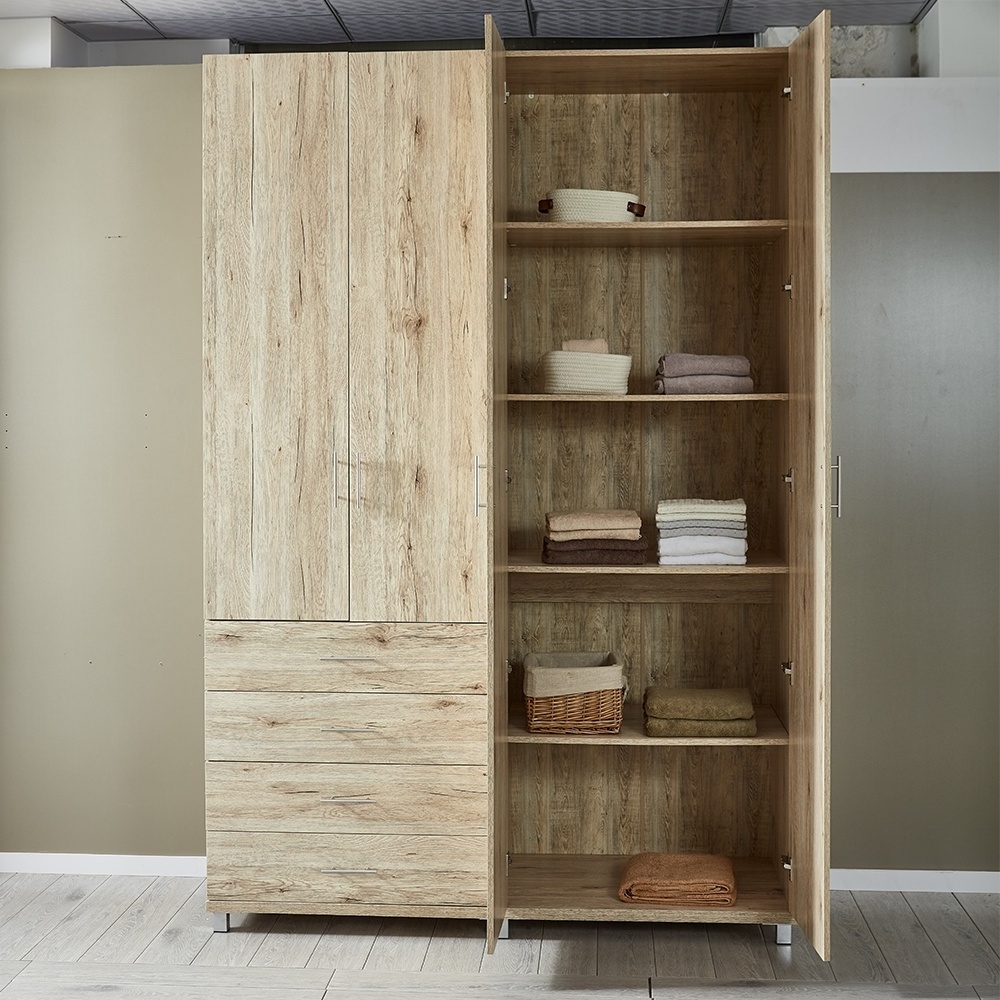 Modern Wardrobes Bedroom OAK Colour Wooden Wardrobe Large Wardrobe Cabinet Big Armoire