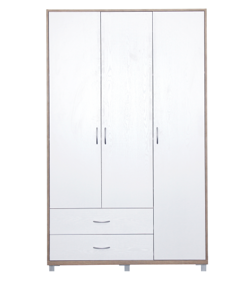 HUINAN New Design 120 cm 3 Door 2 Drawers Melamine Wooden Wall bedroom wardrobe closet Organizer Wardrobe Closet