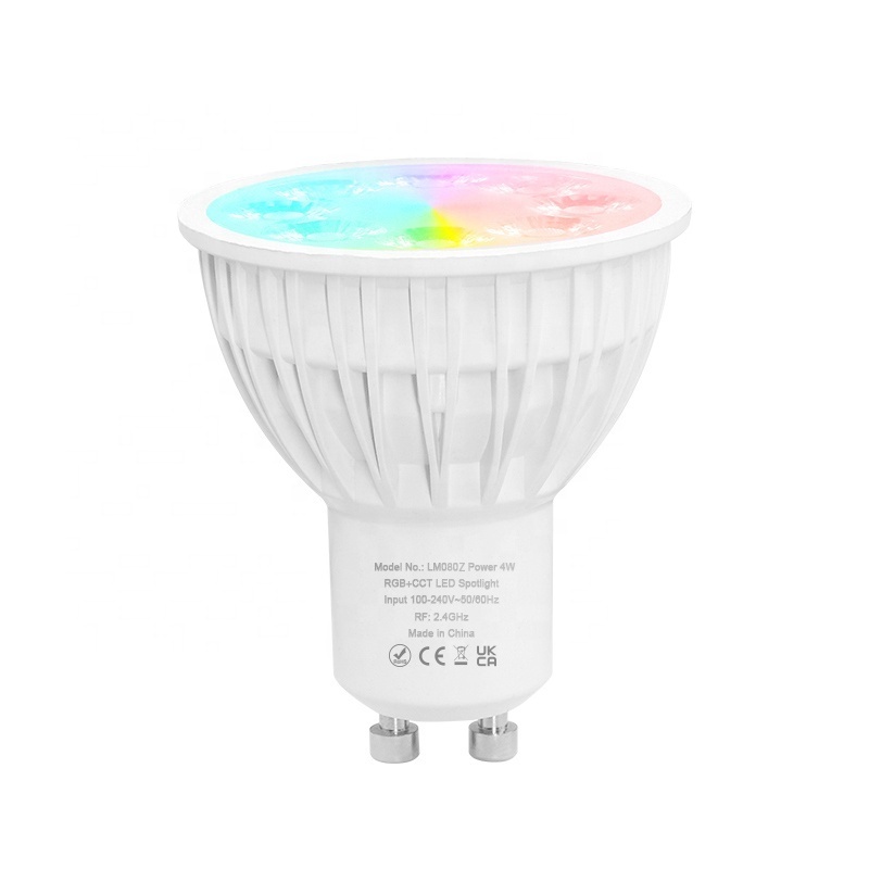 LM080Z Zigbee 3.0 Smart 4W RGBCCT Led Spot Light GU10 Bulb AC100-240V Color Temperature 2.4G Wireless By Tuya APP For Bedroom