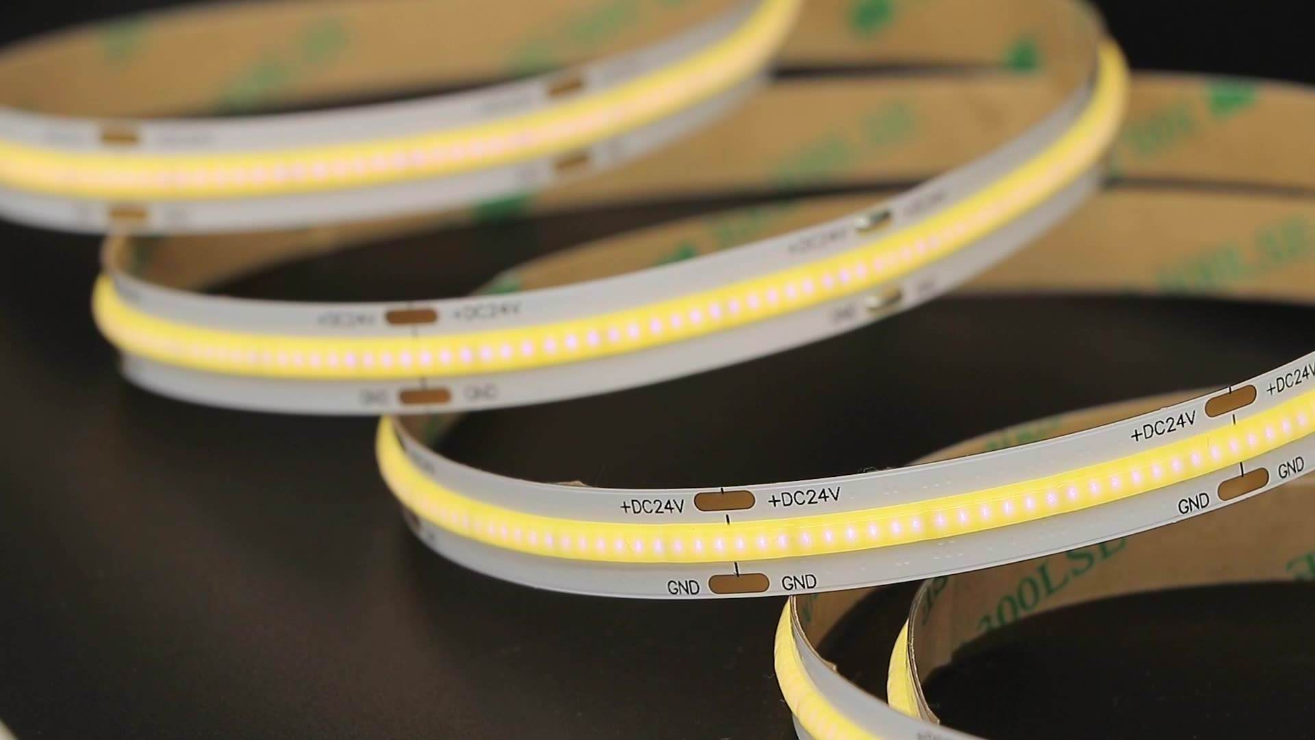 Customized outdoor waterproof soft core 528Led/m IP67 IP68 Neon diffusion ultra-thin 24v flexible COB RGB Led strip light