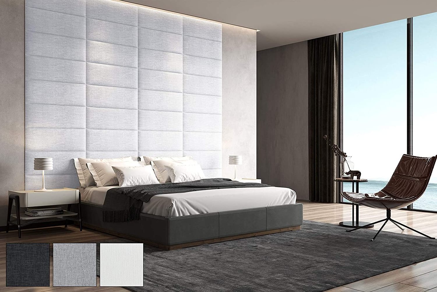 Removable 3D  Leather Cladded ecor Wall panel  white Bed Headboards Queen ,Accent Wall  Acoustic Panel Cushion Wall Tile