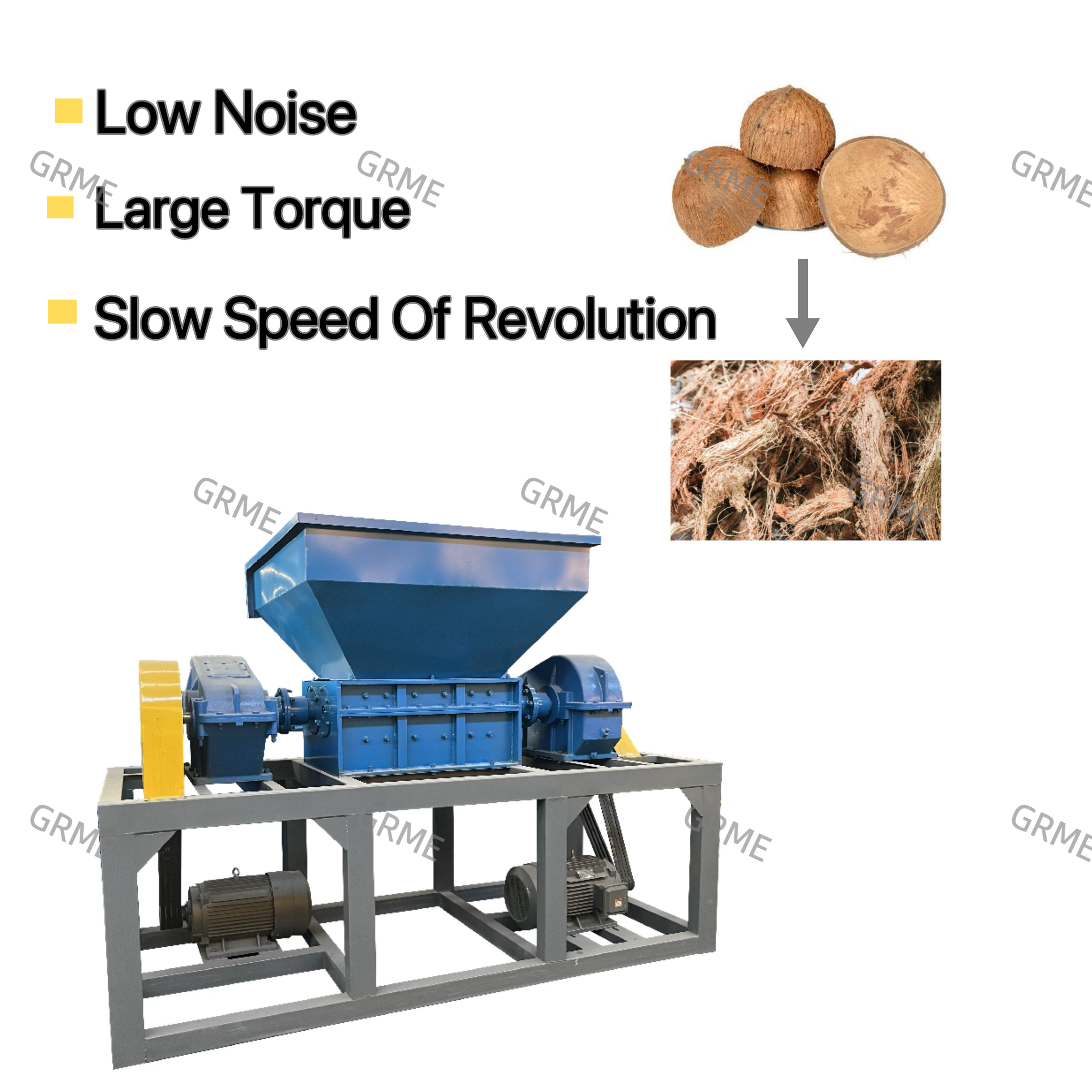 Double Shaft Shredder Machine Newest High Quality Coconut Husk Shredder Machine