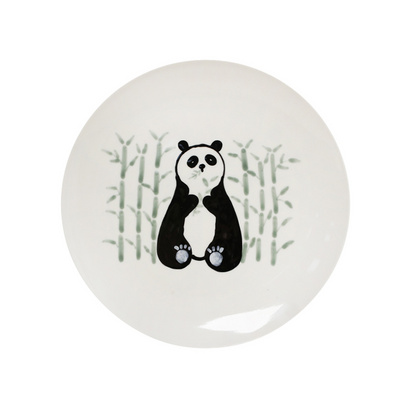 Ins Cute and Fun Handdrawn Panda Ceramic Dining Plate Afternoon Tea Fruit Plate Children's Breakfast Bread Plate