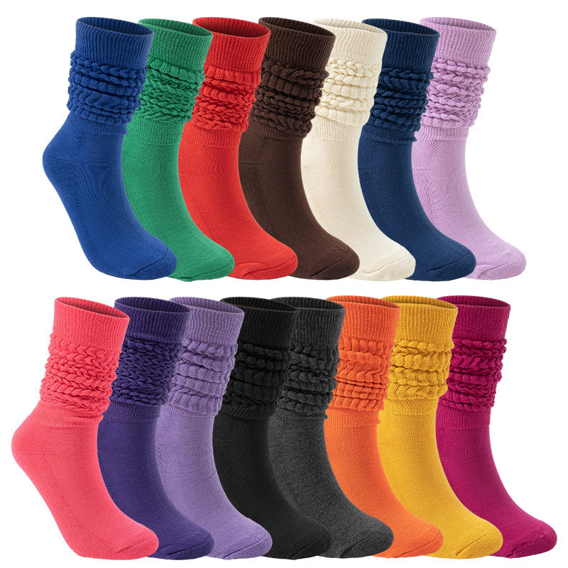 Knee High Fashion Available Color Low MOQ Half Terry Soft Slouch Style Women Socks