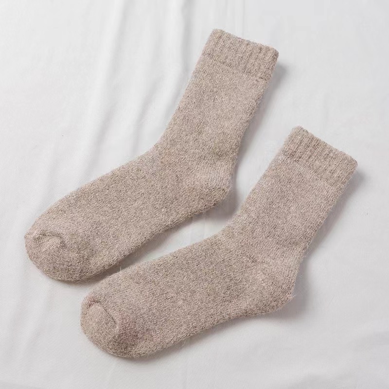 High Quality Warm Winter Customized Thermal Solid Color Ski Thick Knitted Crew Fuzzy Custom Men Merino Wool Socks