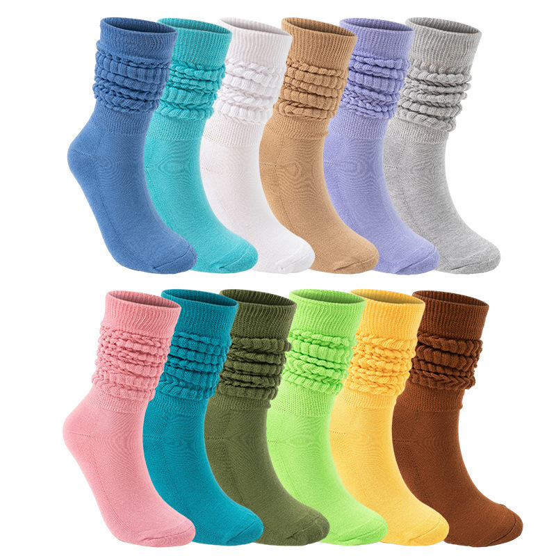 Knee High Fashion Available Color Low MOQ Half Terry Soft Slouch Style Women Socks